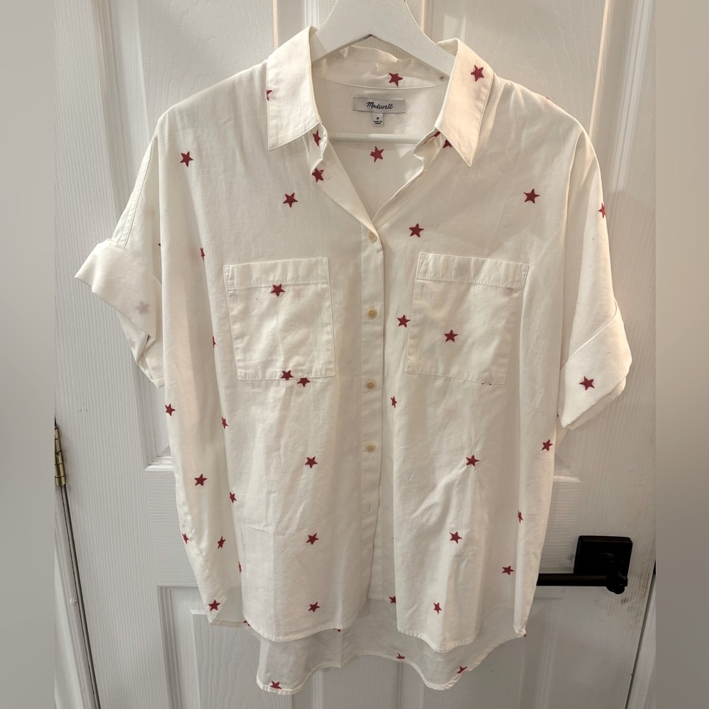 White Shirt with Red Star Pattern by Madewell